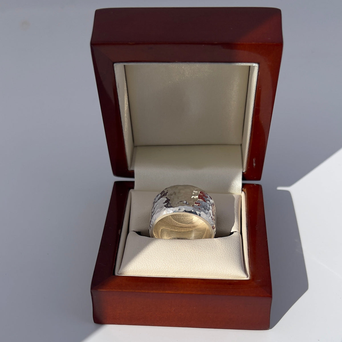 Thick hammered ring