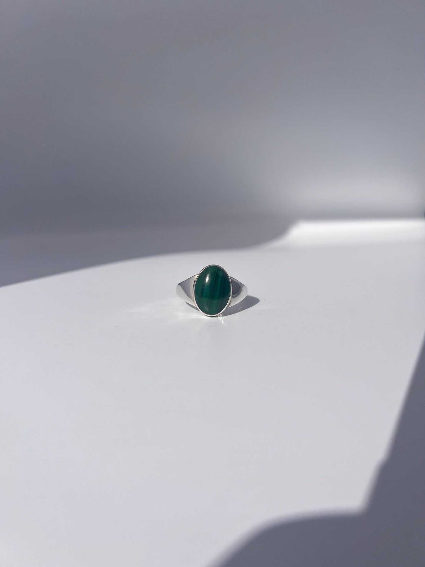 Natural Malachite Ring, 925 sterling silver, handmade,