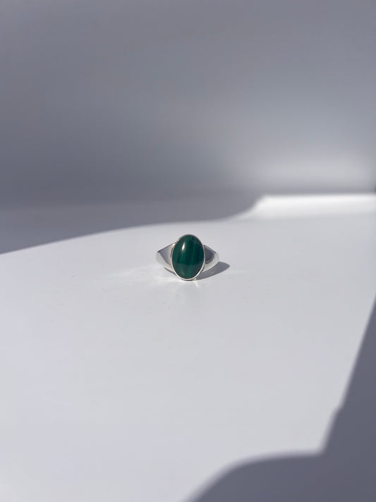 Natural Malachite Ring, 925 sterling silver, handmade,